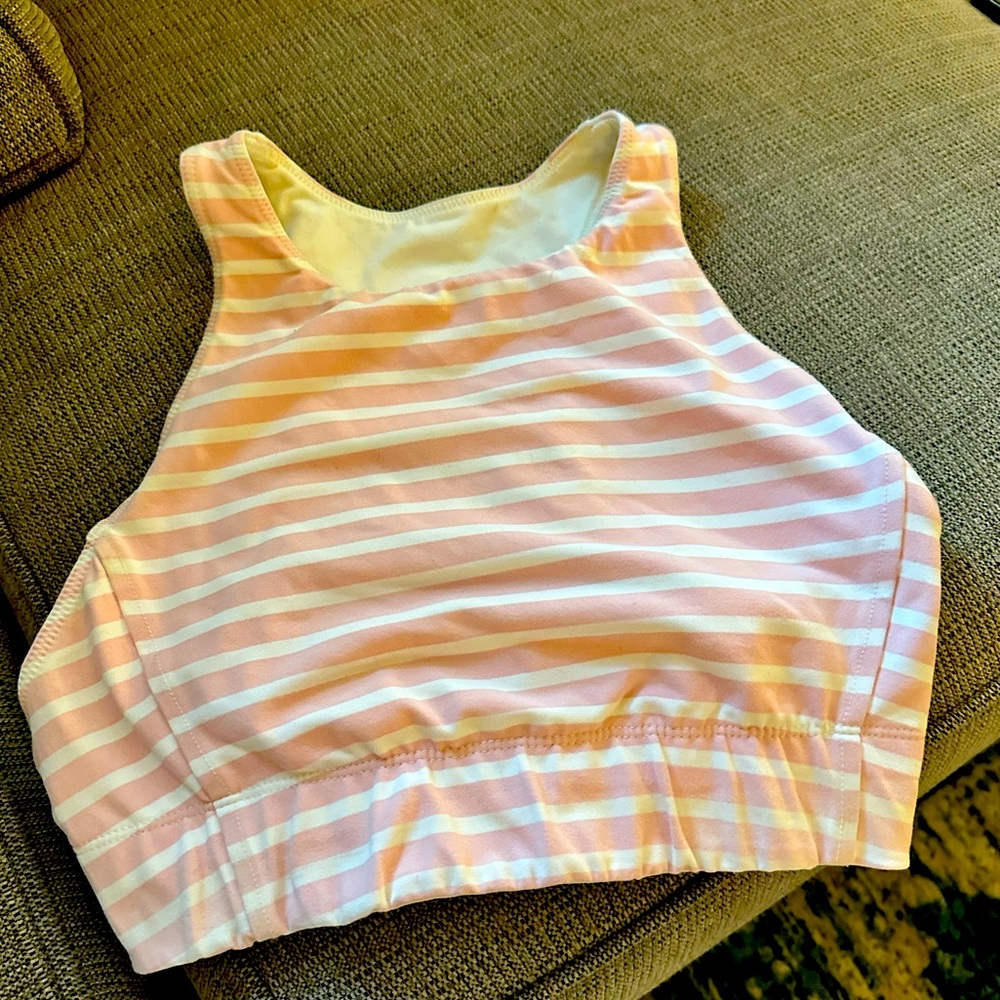New Balance Striped Pink and White sports bra/top